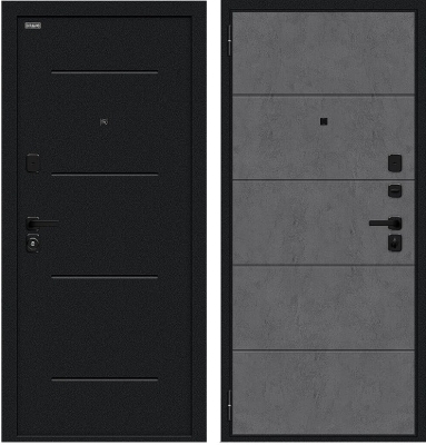 Дверь Браво Граффити-1 Инсайд/SBlack Букле черное/Slate Art